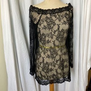 Black Lace Cover Up Sexy Dress Size M